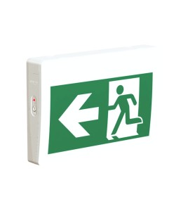 Green Running Man LED emergency exit sign, thermoplastic casing, with back-up battery