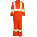 Orange coveralls with reflective band