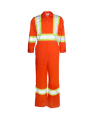 Orange coveralls with reflective band