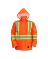 Viking Hi-Viz orange Open Road® 150D polyester raincoat with silver stripes, CSA Z96-09, Class 2, Level 2 compliant (S to 5XL)