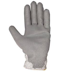 Superior Touch gray Dyneema cut-resistant gloves with PU coating, ASTM/ANSI puncture resistant level 3 & cut resistant level A2.