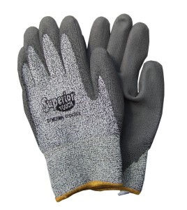 Superior Touch gray Dyneema cut-resistant gloves with PU coating, ASTM/ANSI puncture resistant level 3 & cut resistant level A2.