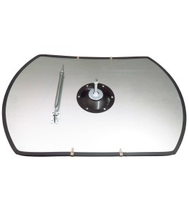 Acrylic rectangular convex mirror with adjustable arm, 160-degree field of view.