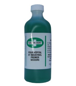 Green liquid disinfectant soap, 500 ml.