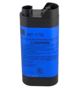 3M rechargeable intrinsically safe Nickel Cadmium (NiCd) battery pack which supplies 4.8 volts DC. Up to 8 hours of run time.