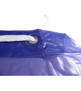 Economical blue PVC apron, 35 inches X 45 inches, 5 mils thick. Sold by dozen.