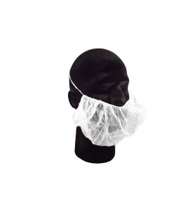 Beard net, white mesh (100/pkg).