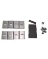 Semi-recessed built-in cabinet for 10 lbs powder fire extinguishers, pre-painted flat gray.