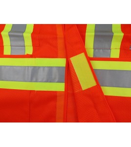 High-visibility orange safety vest, 4 sizes, CSA Z96-15 class 2 level 2, 4 pockets.