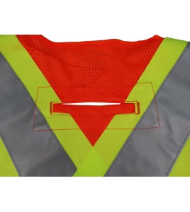 High-visibility orange safety vest, 4 sizes, CSA Z96-15 class 2 level 2, 4 pockets.