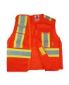 Veste de circulation orange fluo, 4 grandeurs, conforme CSA Z96-15 classe 2 niveau 2, 4 poches.