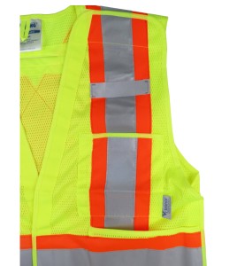 High-visibility yellow safety vest, 4 sizes, CSA Z96-15 class 2 level 2, 4 pockets.