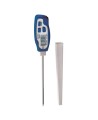 Stainless steel digital stem thermometer with LCD display, temperature range -40°C to 250°C (-40°F to 482°F).