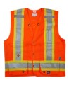 Veste d’arpenteur en polyester orange fluo avec 14 poches, CSA Z96-15 classe 2 niveau 2.