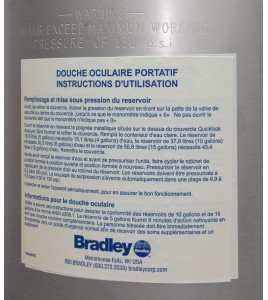 Douche oculaire portative avec réservoir sous pression 10 gallons (37.9 L), approuvée ANSI Z358.1-2009.