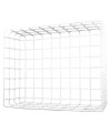 Wire mesh protective cage guard for emergency lights and other exposed equipment.