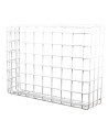 Wire mesh protective cage guard for emergency lights and other exposed equipment.