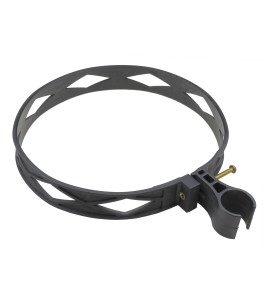 Ceinture d'extincteur robuste en plastique noir, pour extincteurs de 20 lb au dioxyde de carbone (CO2).