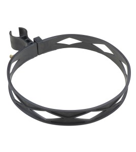 Ceinture d'extincteur robuste en plastique noir, pour extincteurs de 20 lb au dioxyde de carbone (CO2).