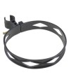 Heavy-duty black plastic extinguisher strap with hose clip, for 10 lbs & 15 lbs carbon dioxide (CO2) fire extinguishers.