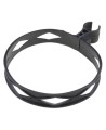 Heavy-duty black plastic extinguisher strap with hose clip, for 10 lbs & 15 lbs carbon dioxide (CO2) fire extinguishers.