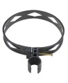 Heavy-duty black plastic extinguisher strap with hose clip, for 10 lbs & 15 lbs carbon dioxide (CO2) fire extinguishers.