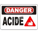 French OSHA “Danger Acid” sign in various sizes, materials, languages & optional features