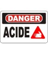 French OSHA “Danger Acid” sign in various sizes, materials, languages & optional features