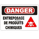 Affiche OSHA «Danger Entreposage de produits chimiques» en français: langues, options, formats & matériaux variés