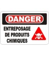 Affiche OSHA «Danger Entreposage de produits chimiques» en français: langues, options, formats & matériaux variés