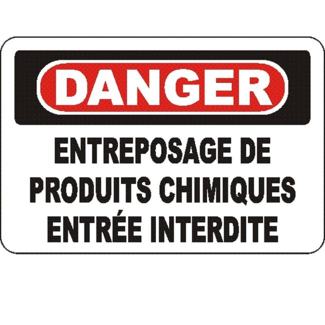 Affiche OSHA «Danger Entreposage de produits chimiques Entrée interdite»: langues, options, formats & matériaux variés