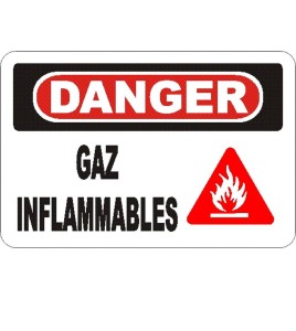 French OSHA “Danger Flammable Gas” sign in various sizes, materials, languages & optional features