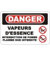 Affiche OSHA «Danger Vapeurs d’essence Interdiction de fumer Flamme nue interdite»: langues, options, formats & matériaux variés