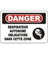 French OSHA “Danger Self-Contained Breathing Apparatus Mandatory in This Zone” sign: many sizes, materials, languages & options