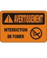 Affiche OSHA «Avertissement Interdiction de fumer» en français: langues, options, formats & matériaux variés