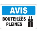 Affiche OSHA «Avis Bouteilles pleines» en français: langues, options, formats & matériaux variés