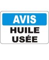 Affiche OSHA «Avis Huile usée» en français: langues, options, formats & matériaux variés