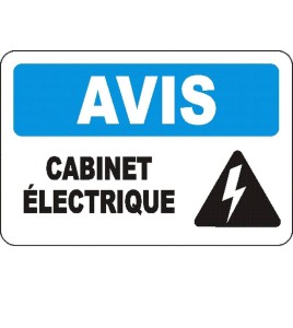 French OSHA “Notice Electrical Panel” sign in various sizes, materials, languages & optional features