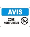 French OSHA “Notice Smoke Free Area” sign in various sizes, materials, languages & optional features