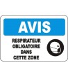 French OSHA “Notice Respirator Mandatory in this Area” sign in various sizes, materials, languages & optional features