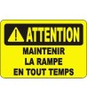 French OSHA “Caution Hold on to the Handrail” sign in various sizes, materials, languages & optional features