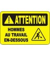 French OSHA “Caution Men Working Below” sign in various sizes, materials, languages & optional features