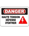 Affiche OSHA «Danger Haute tension Défense d’entrer» en français: langues, options, formats & matériaux variés