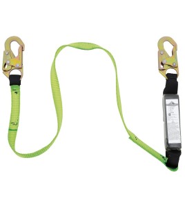 Peakworks polyester web lanyard with an energy absorber and 2 standard carabiners, 110-220 lb