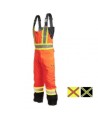 Orange high visibility overalls with fluorescent orange retroreflective stripes, CSA Z96-15 Class 2 Level 2.