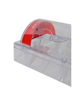 Stopper II® clear polycarbonate cover without horn, but with French labelling for surface mounted manual pull stations