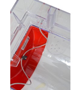 Stopper II® clear polycarbonate cover without horn, but with French labelling for surface mounted manual pull stations