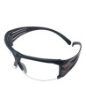 3M SF601 SecureFit protective eyewear with anti-fog treated clear polycarbonate lenses with grey temples w/ red accents