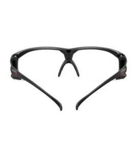 3M SF601 SecureFit protective eyewear with anti-fog treated clear polycarbonate lenses with grey temples w/ red accents