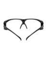 3M SF601 SecureFit protective eyewear with anti-fog treated clear polycarbonate lenses with grey temples w/ red accents